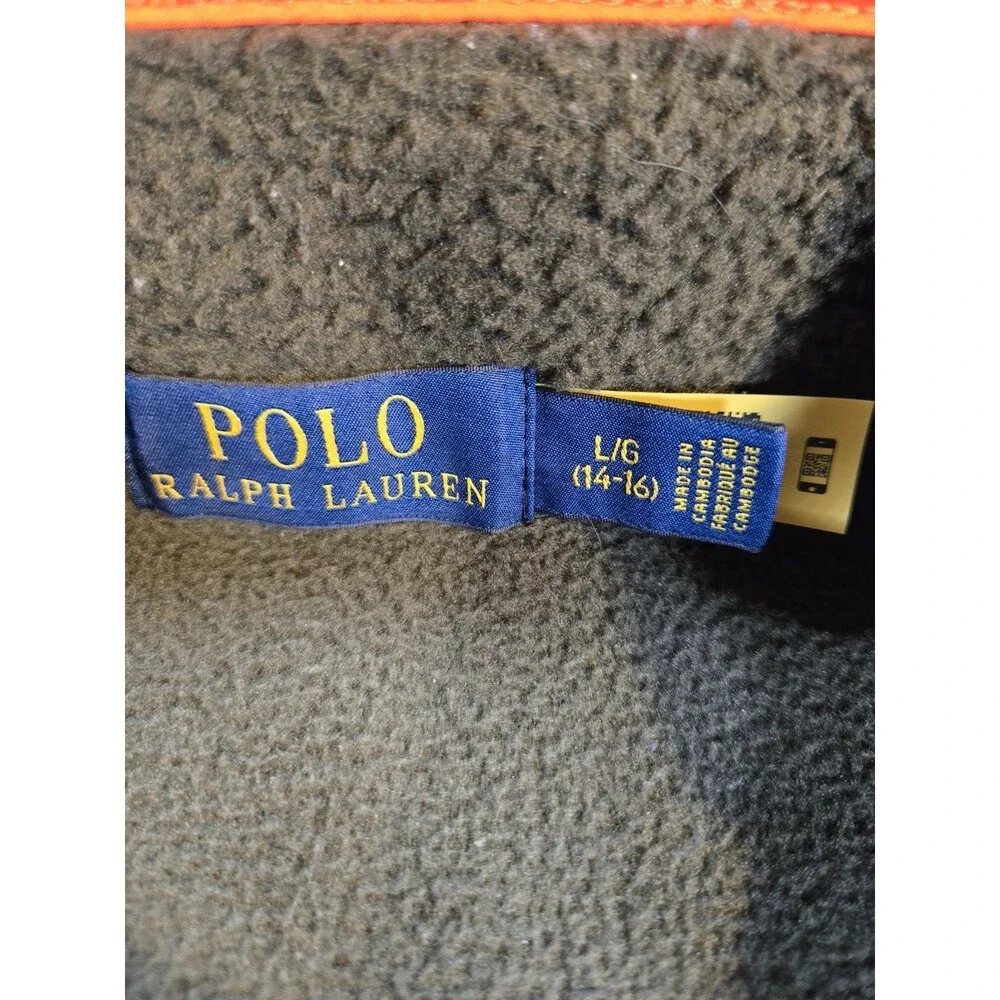 Polo Ralph Lauren Fleece Colorblock Q Zip Pullover Green Blue Youth Large 14/16